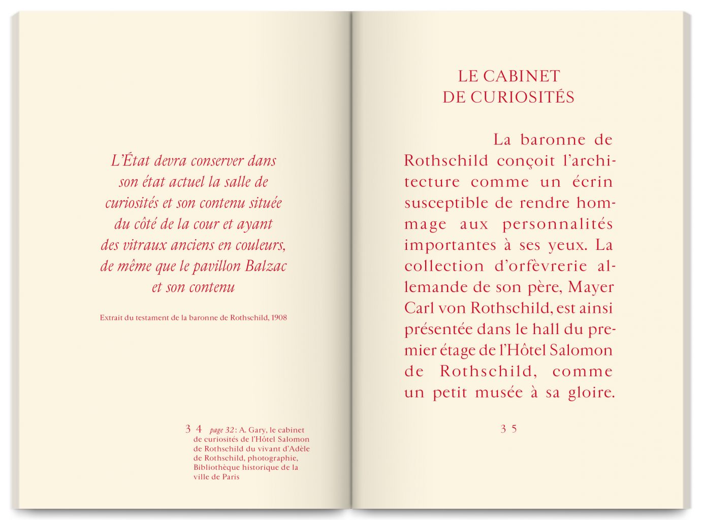 Publication Cabinet de curiosités – Hôtel Salomon de Rothschild, published by FNAGP, designed by In the shade of a tree studio, founded by Sophie Demay and Maël Fournier Comte.