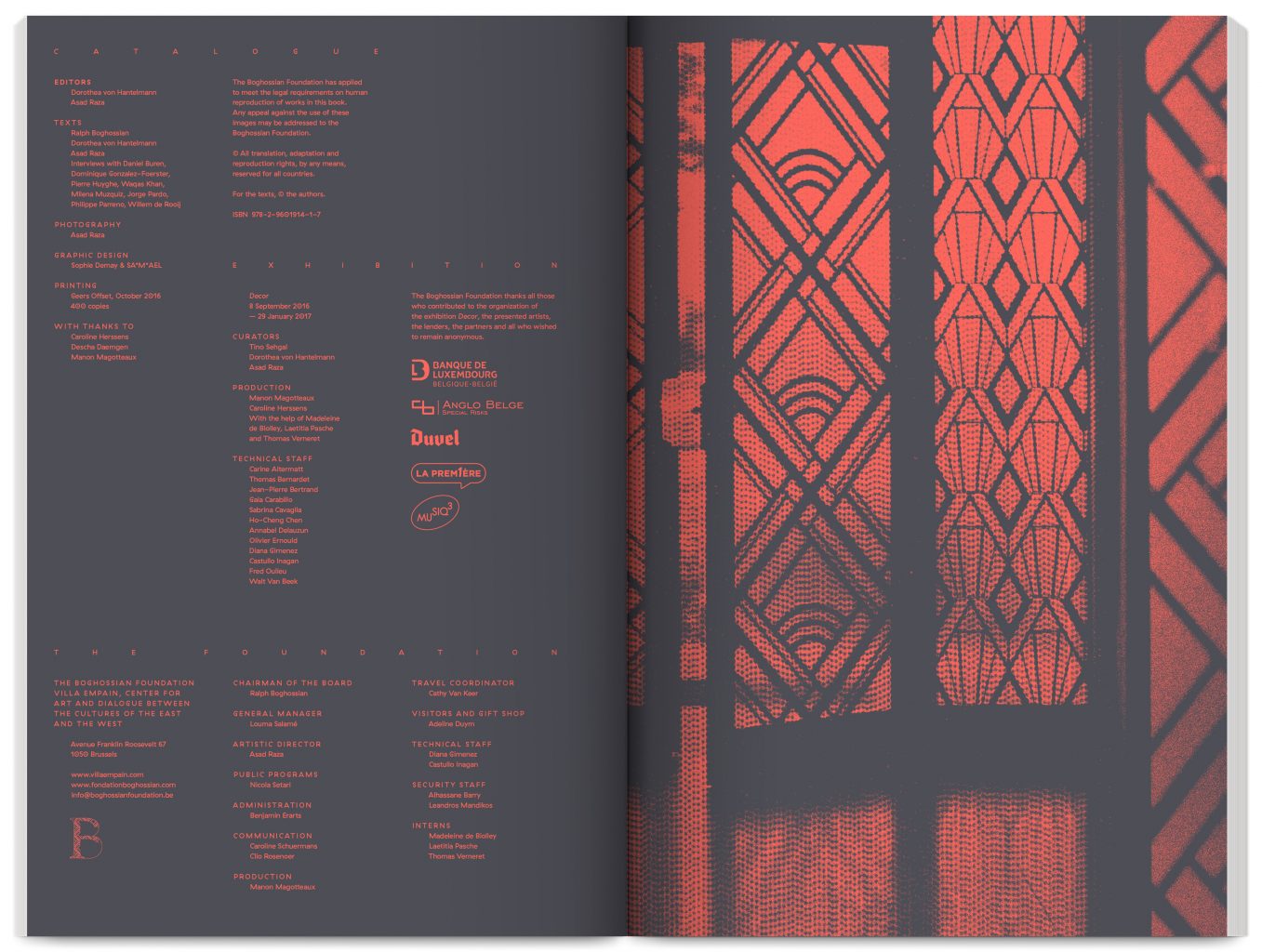 Publication Decor edited by Tino Sehgal, Dorothea von Hantelmann, Asad Raza, published by Villa Empain Fondation Boghossian, designed by In the shade of a tree studio, founded by Sophie Demay and Maël Fournier Comte.