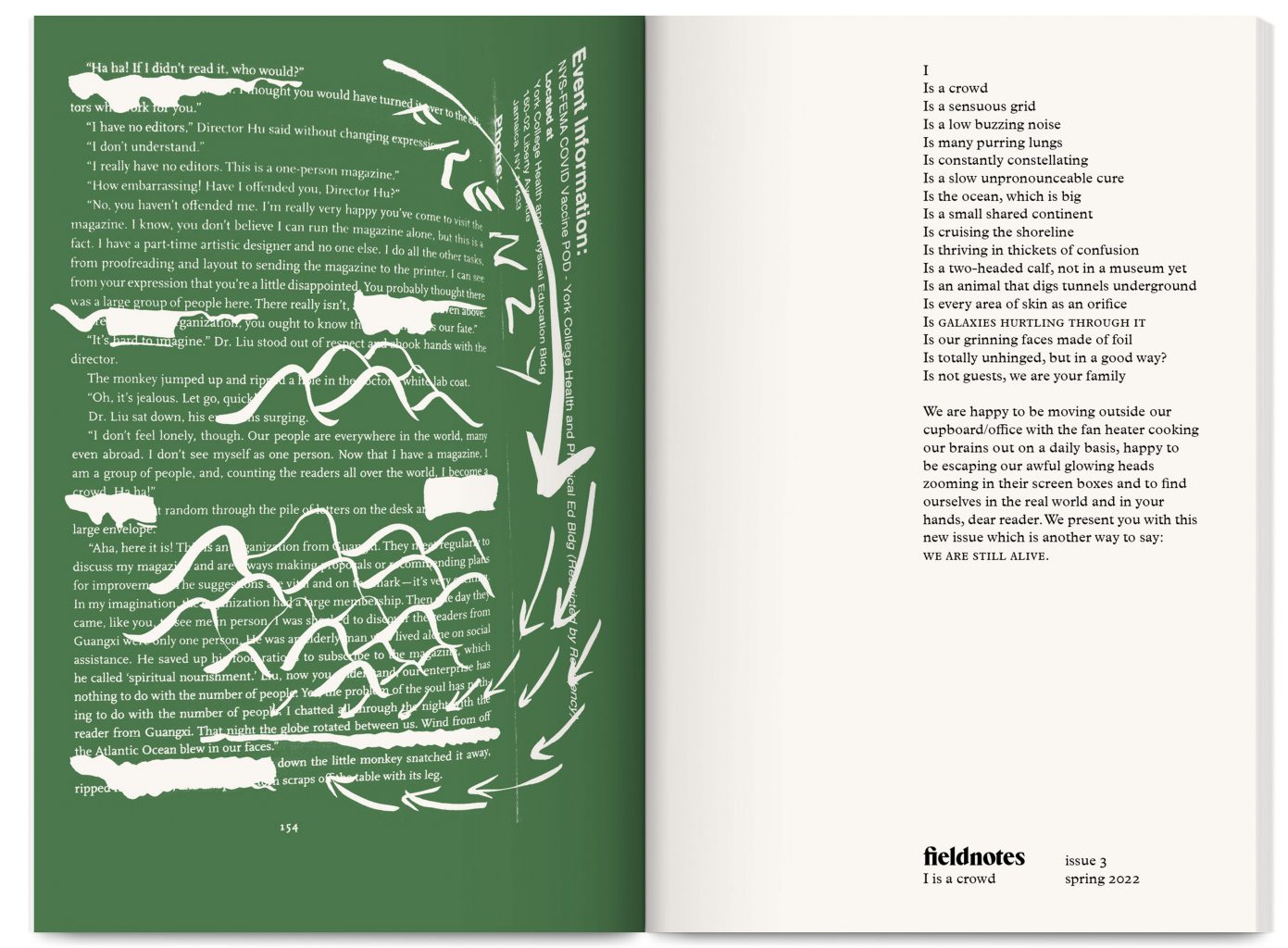 Fieldnotes issue 3 – I is a crowd – Edit by Bella Marrin, Natasha Cox, Isabel Mallet, Joachim Hamou – design by in the shade of a tree