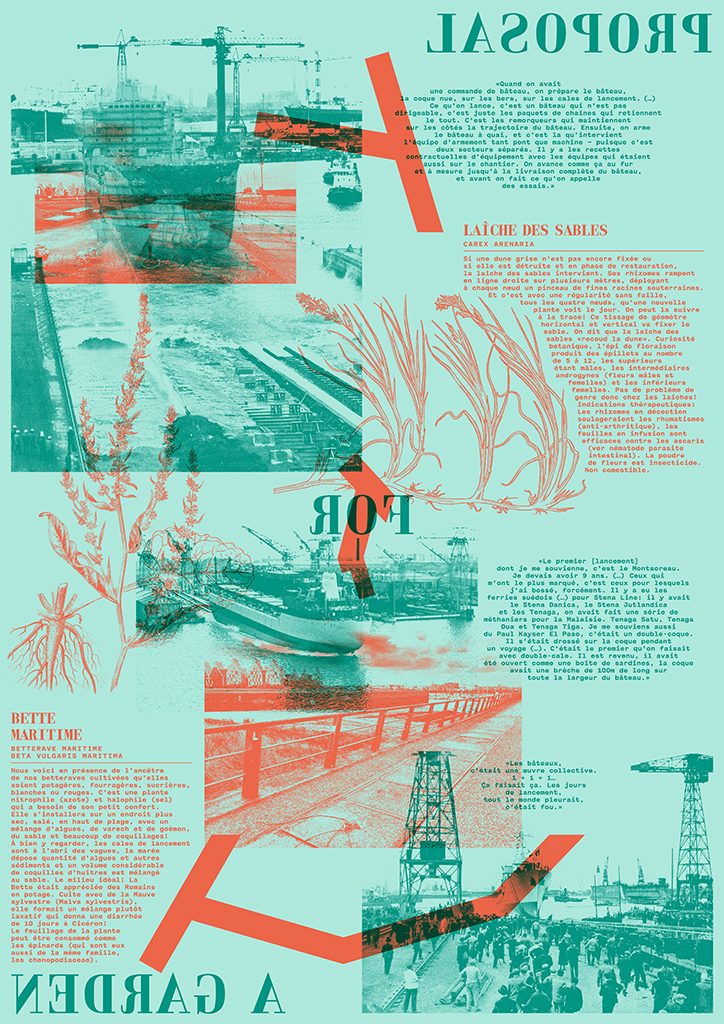 Poster Proposal for a garden, Uriel Orlow, Triennale Art & Industrie, Dunkerque, North of France, designed by In the shade of a tree studio, founded by Sophie Demay and Maël Fournier Comte, joined by Jimmy Cintero.